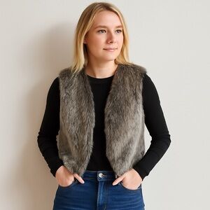 Aritzia Charcoal Faux Fur Vest